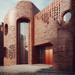 Современный кирпичный дом сгенерированный ИИ