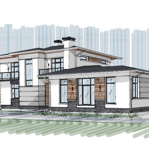 Эскиз дома с современной отделкой